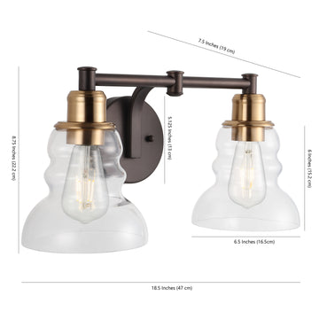 Manhattan Vintage Metal/Glass Industrial Rustic LED Vanity - JONATHAN Y